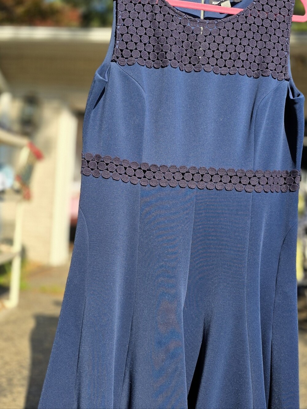 Karl Lagerfeld Navy Dress with Gold Zipper Detail